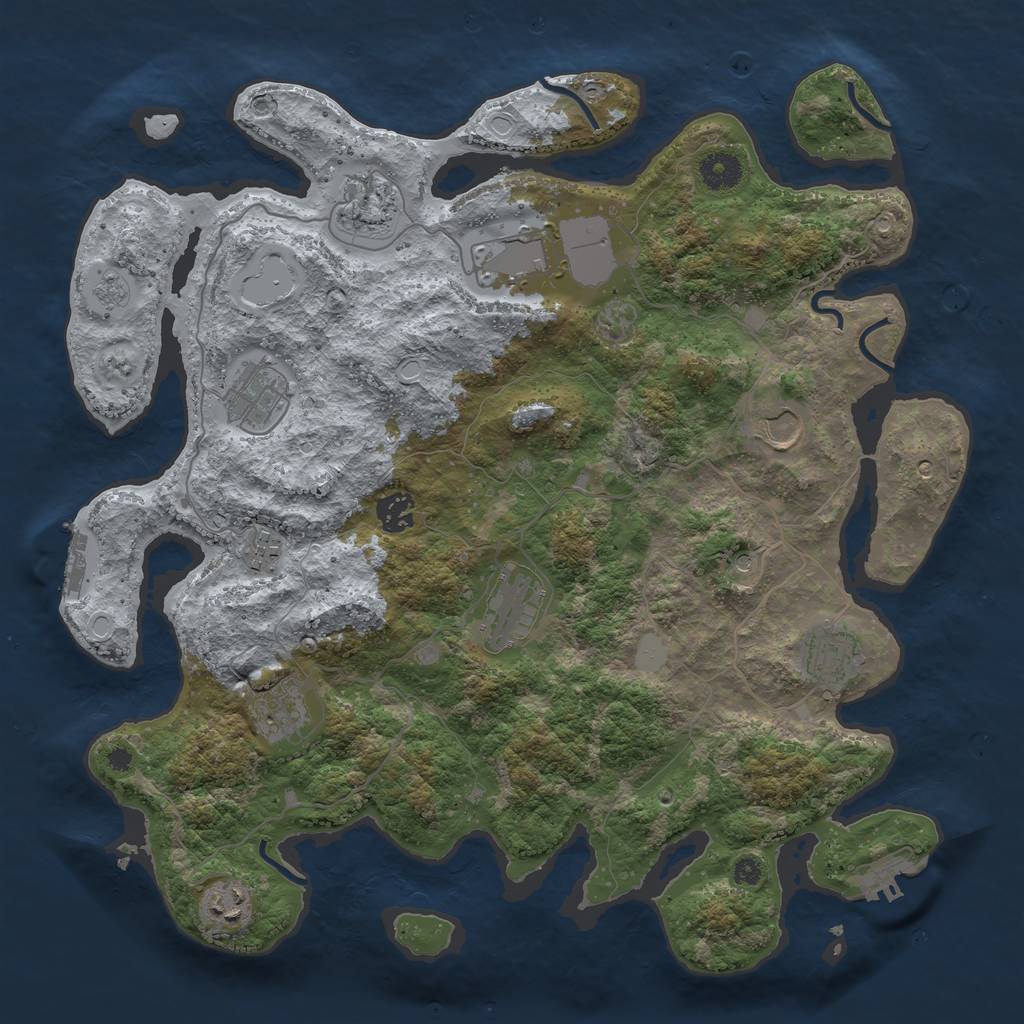 Rust Map: Procedural Map, Size: 3850, Seed: 7377890, 17 Monuments