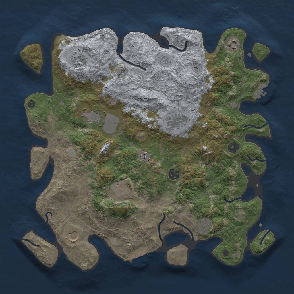 Rust Map: Procedural Map, Size: 4000, Seed: 1309605444, 18 Monuments