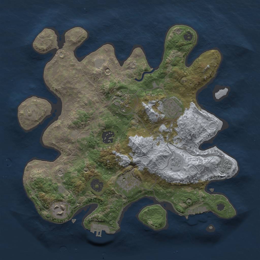 Rust Map: Procedural Map, Size: 3000, Seed: 83715867, 13 Monuments