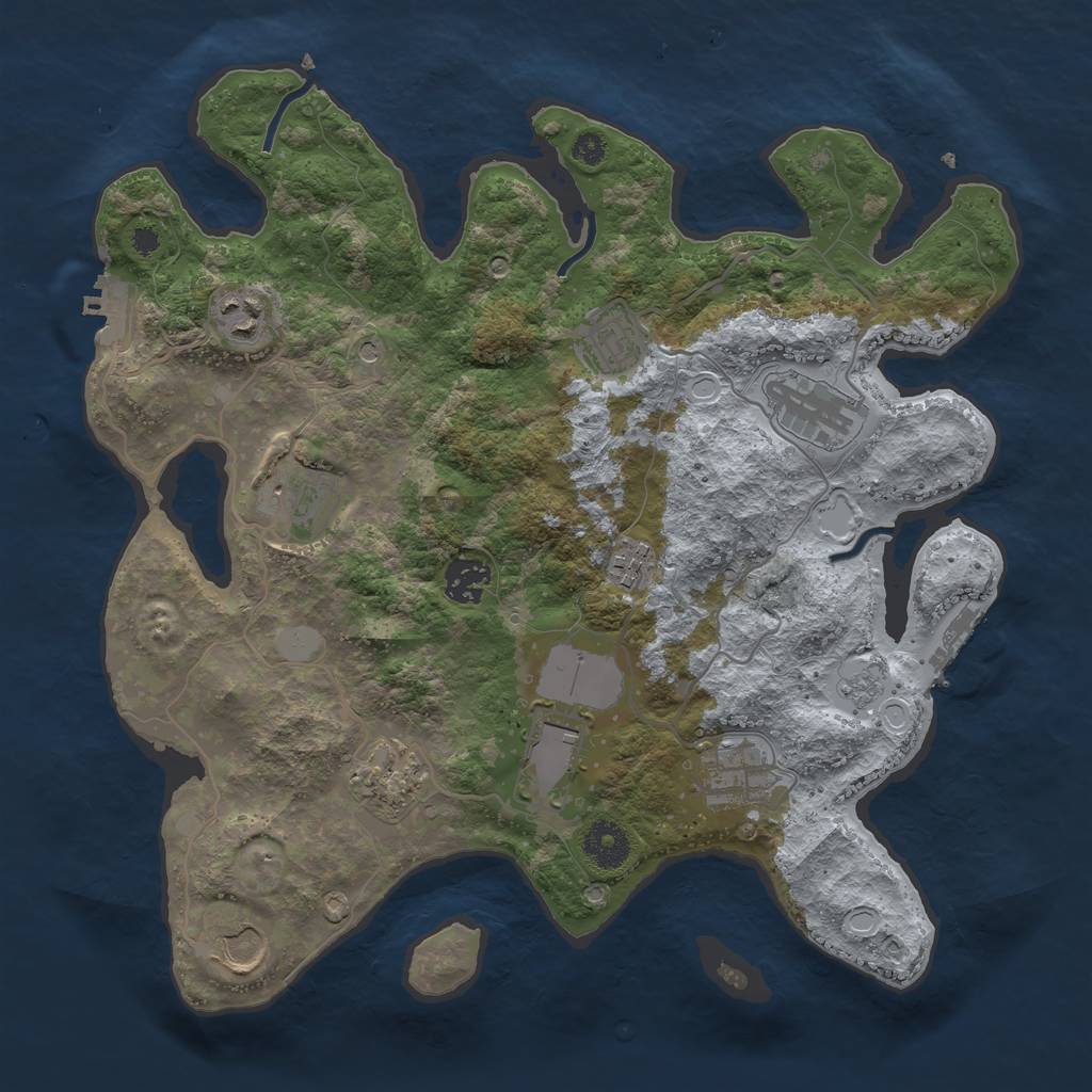 Rust Map: Procedural Map, Size: 3500, Seed: 18801, 19 Monuments