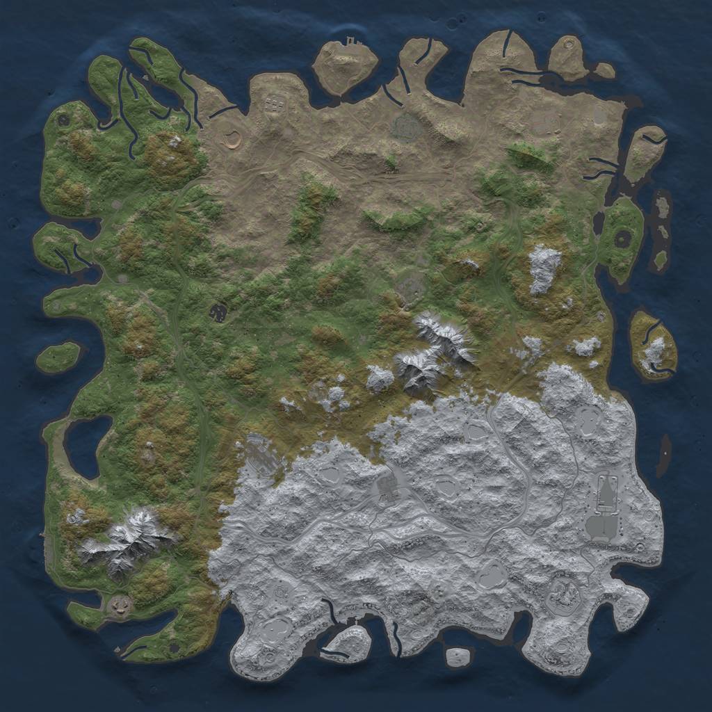 Rust Map: Procedural Map, Size: 6000, Seed: 43243234, 20 Monuments