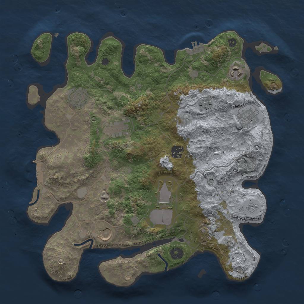 Rust Map: Procedural Map, Size: 3560, Seed: 393926622, 18 Monuments