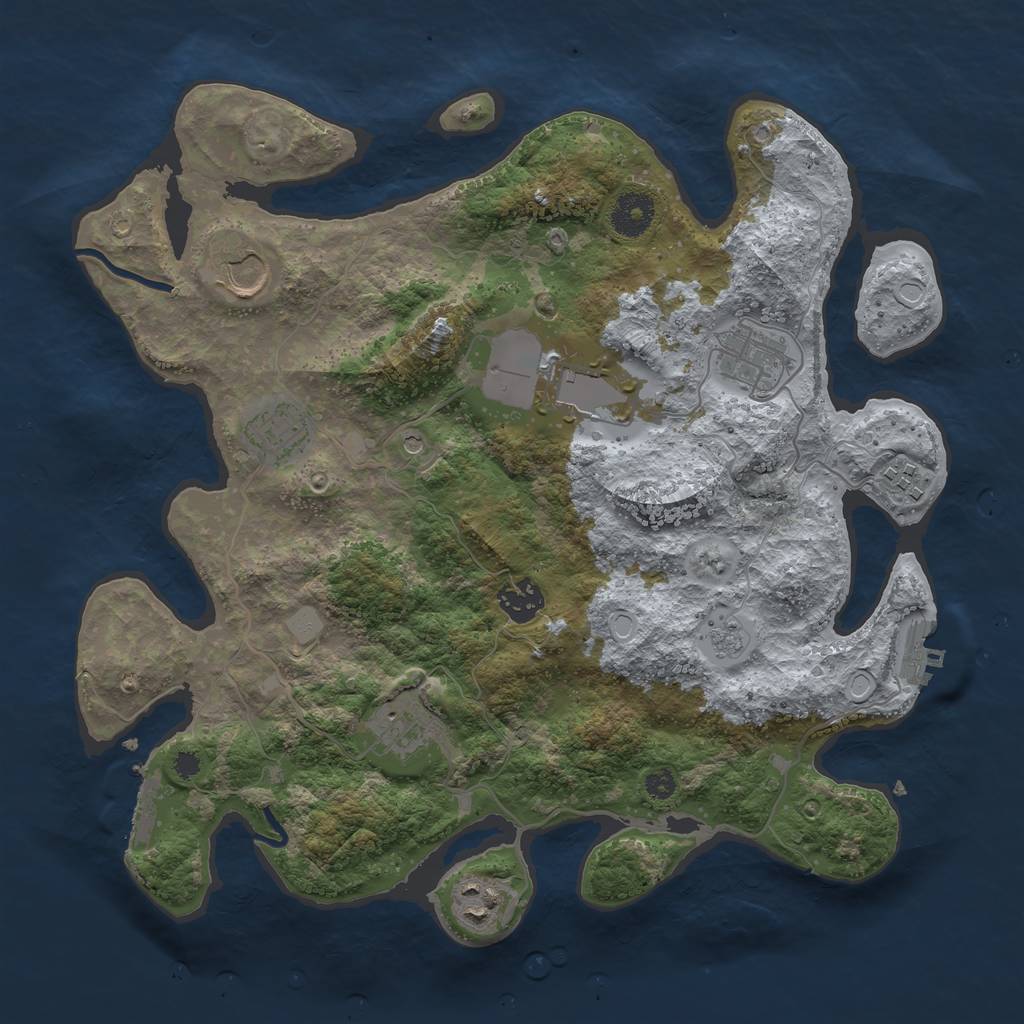 Rust Map: Procedural Map, Size: 3500, Seed: 68412545, 17 Monuments