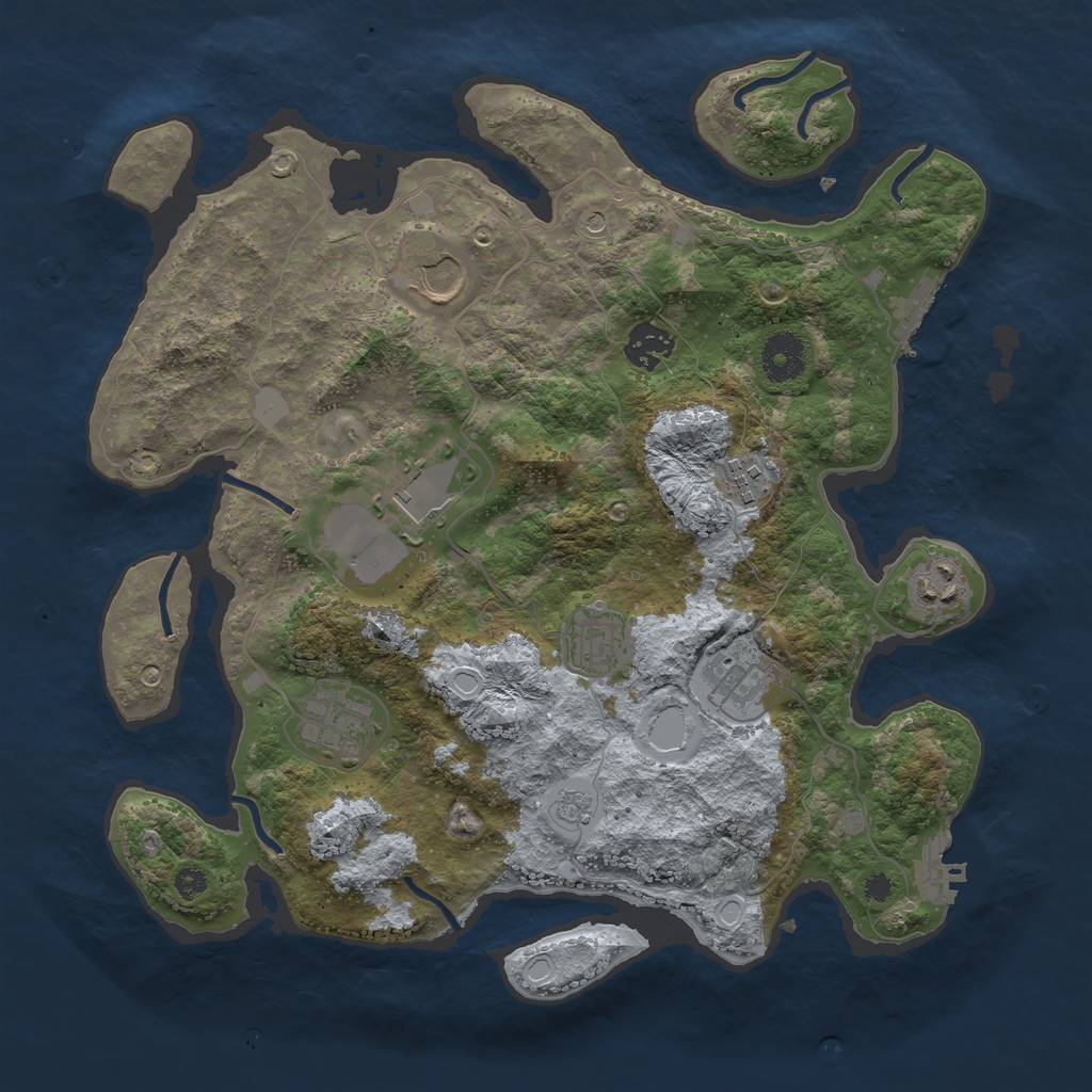 Rust Map: Procedural Map, Size: 3500, Seed: 2089639034, 17 Monuments