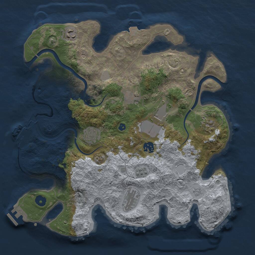 Rust Map: Procedural Map, Size: 3500, Seed: 1454052595, 14 Monuments
