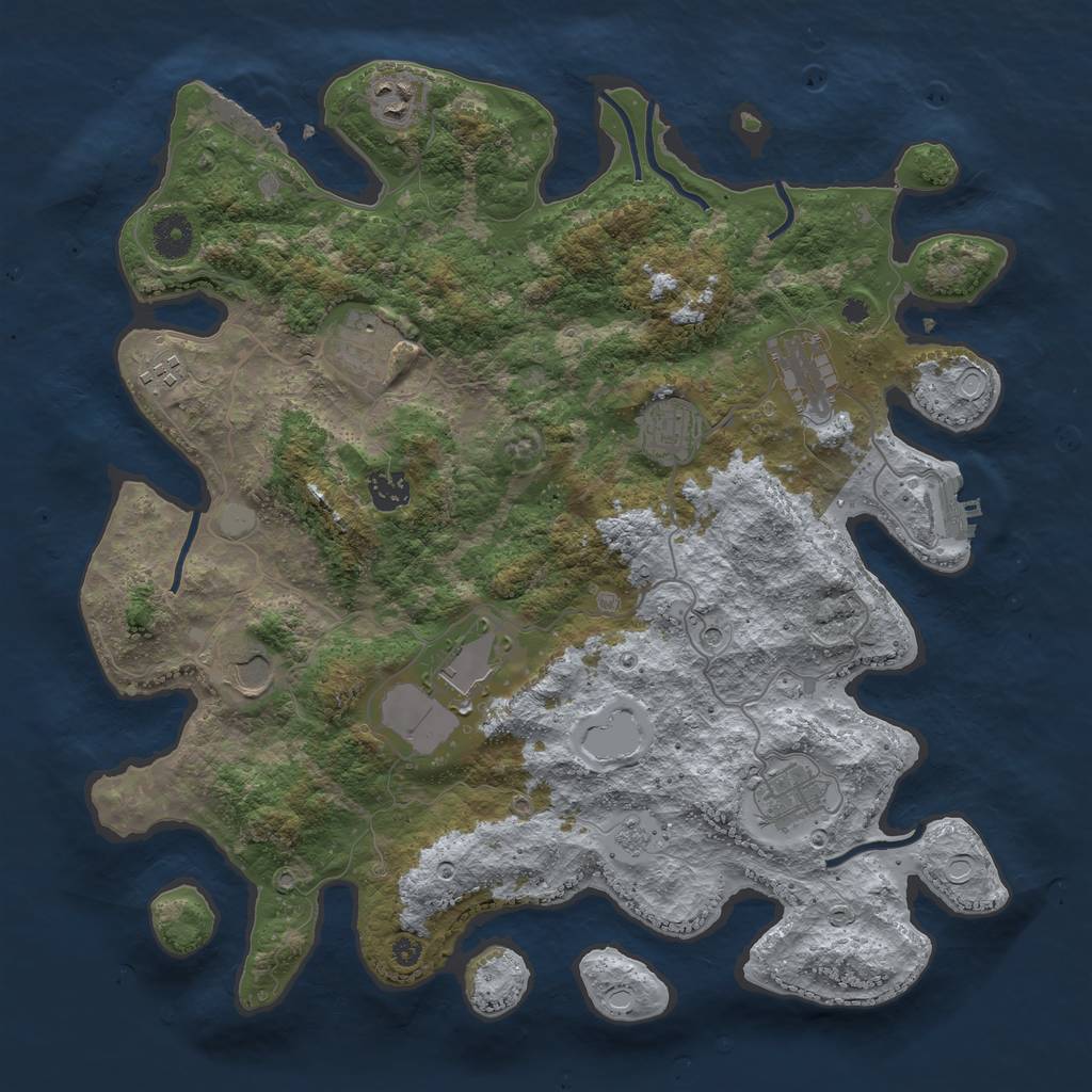 Rust Map: Procedural Map, Size: 3850, Seed: 4666686, 18 Monuments
