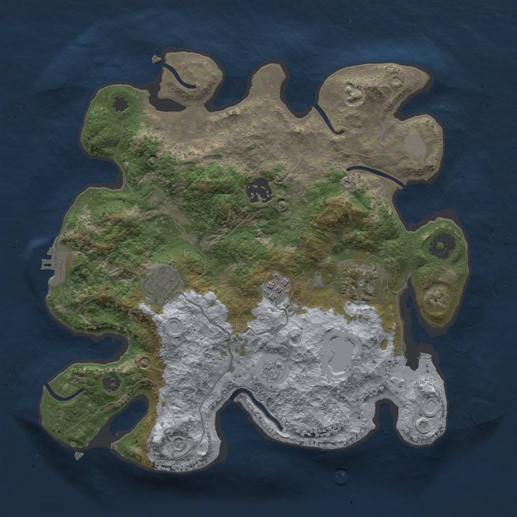 Rust Map: Procedural Map, Size: 3000, Seed: 1454052595, 12 Monuments