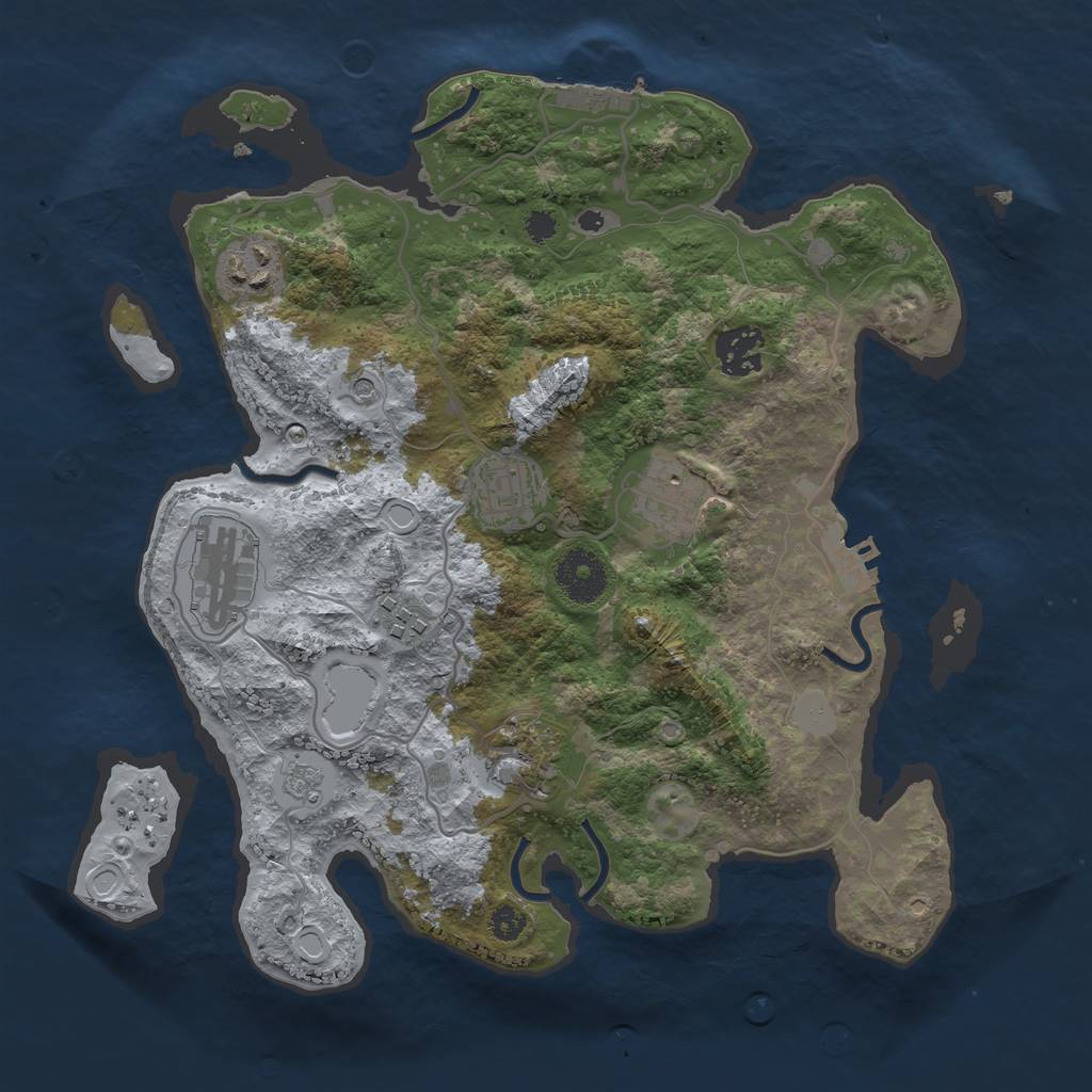 Rust Map: Procedural Map, Size: 3200, Seed: 193011018, 16 Monuments