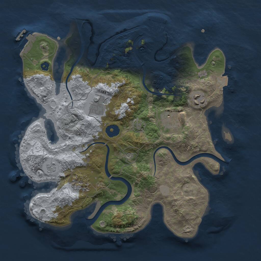 Rust Map: Procedural Map, Size: 3000, Seed: 2147083931, 11 Monuments