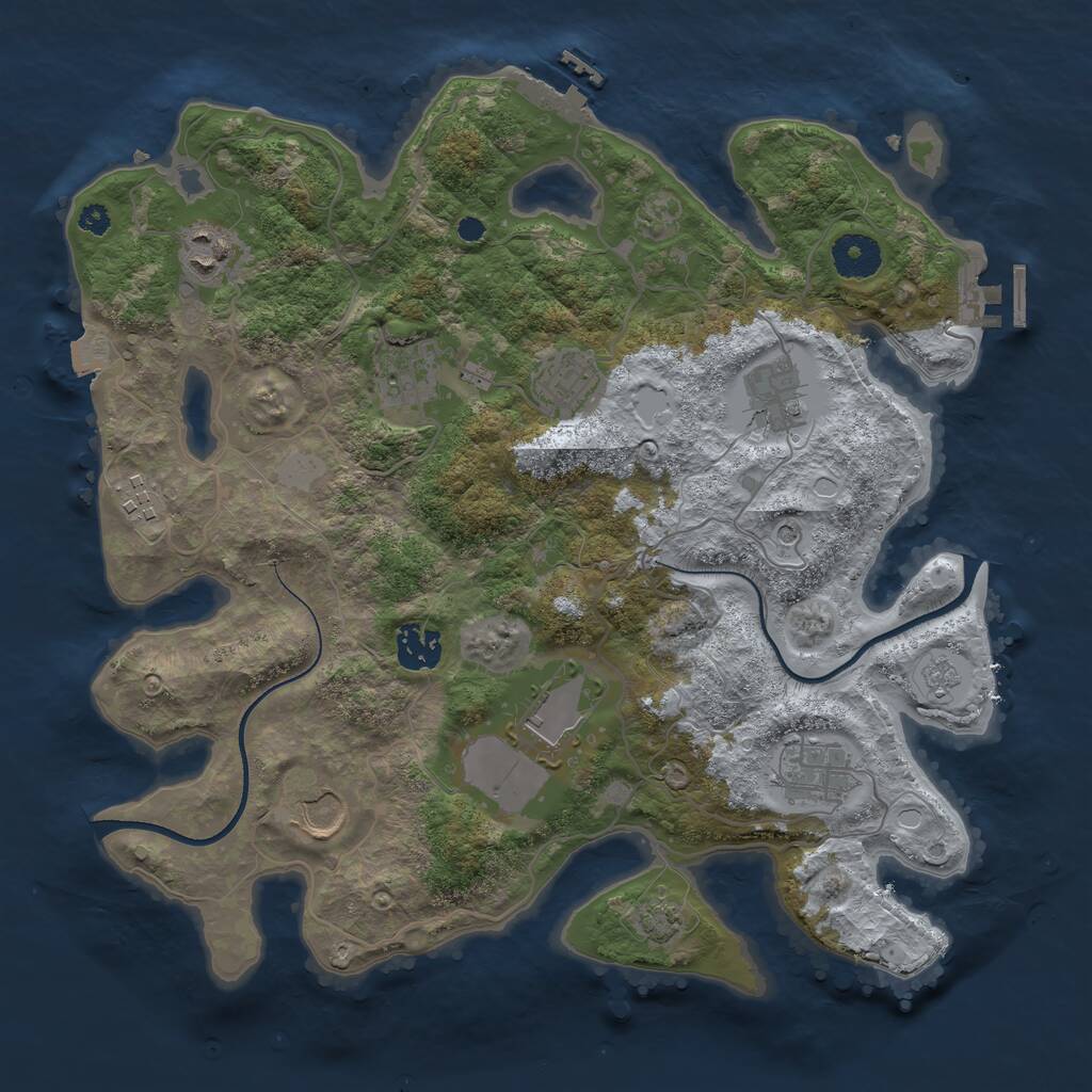 Rust Map: Procedural Map, Size: 3500, Seed: 7458762, 15 Monuments