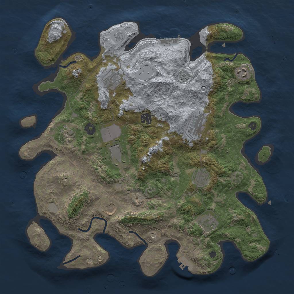 Rust Map: Procedural Map, Size: 3800, Seed: 111111, 19 Monuments