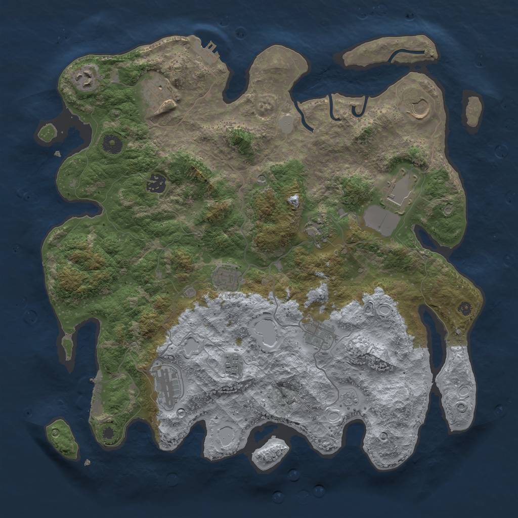 Rust Map: Procedural Map, Size: 3950, Seed: 1989, 19 Monuments
