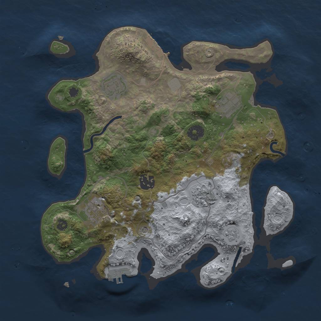 Rust Map: Procedural Map, Size: 3000, Seed: 19073, 14 Monuments