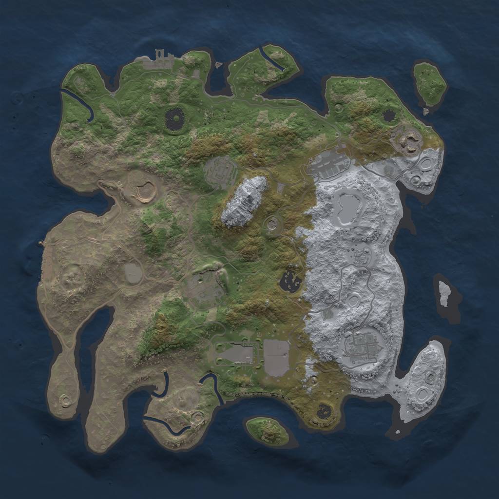 Rust Map: Procedural Map, Size: 3500, Seed: 480197, 17 Monuments