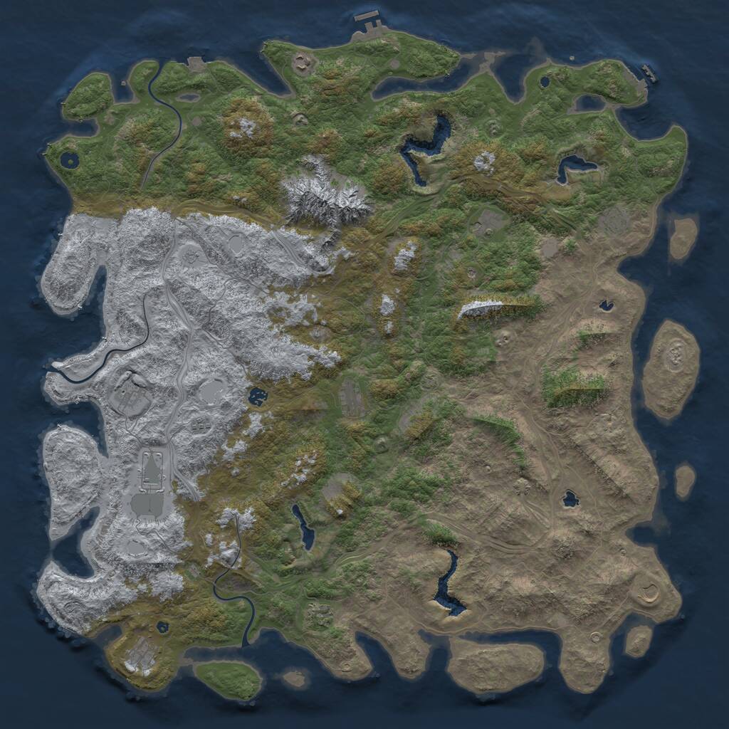 Rust Map: Procedural Map, Size: 6000, Seed: 53356, 17 Monuments