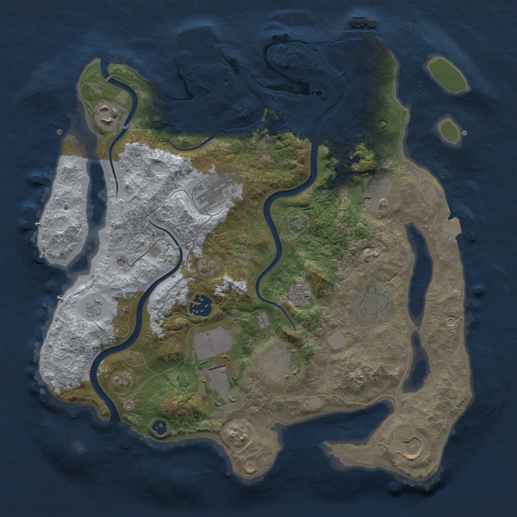 Rust Map: Procedural Map, Size: 3500, Seed: 1762304990, 15 Monuments