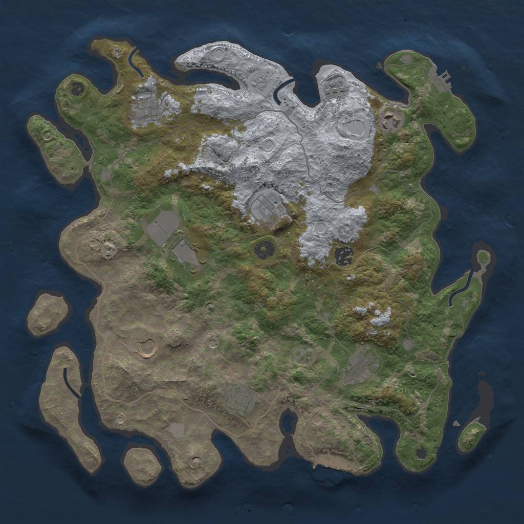 Rust Map: Procedural Map, Size: 4000, Seed: 60080521, 18 Monuments