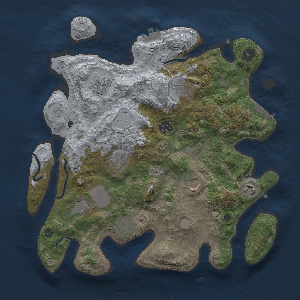 Rust Map: Procedural Map, Size: 3500, Seed: 7458763, 18 Monuments