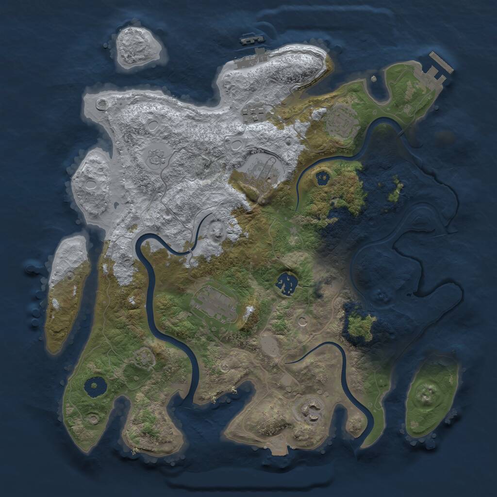 Rust Map: Procedural Map, Size: 3500, Seed: 7458763, 12 Monuments