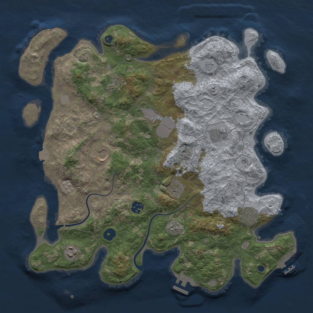 Rust Map: Procedural Map, Size: 3950, Seed: 1822277382, 15 Monuments