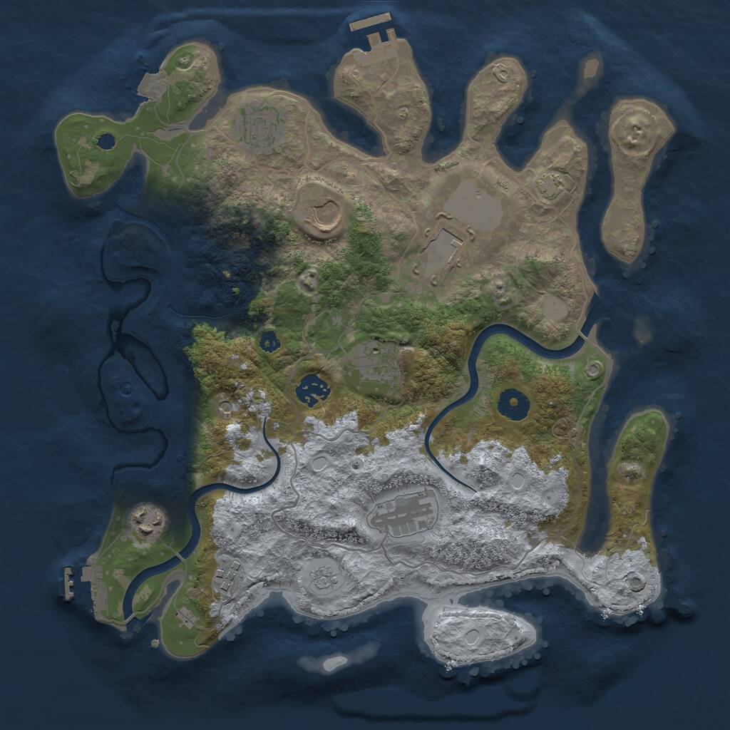 Rust Map: Procedural Map, Size: 3500, Seed: 1673590, 14 Monuments