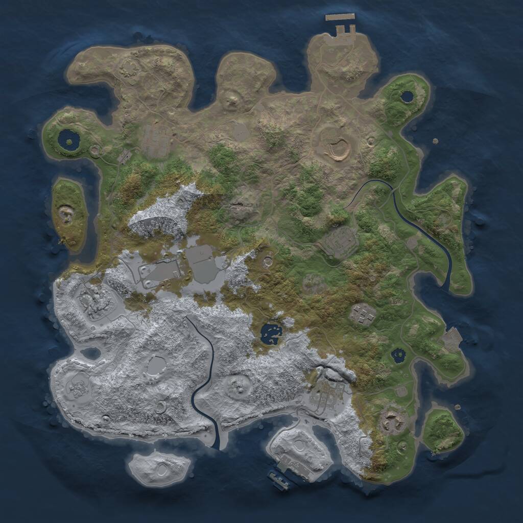 Rust Map: Procedural Map, Size: 3600, Seed: 500, 15 Monuments