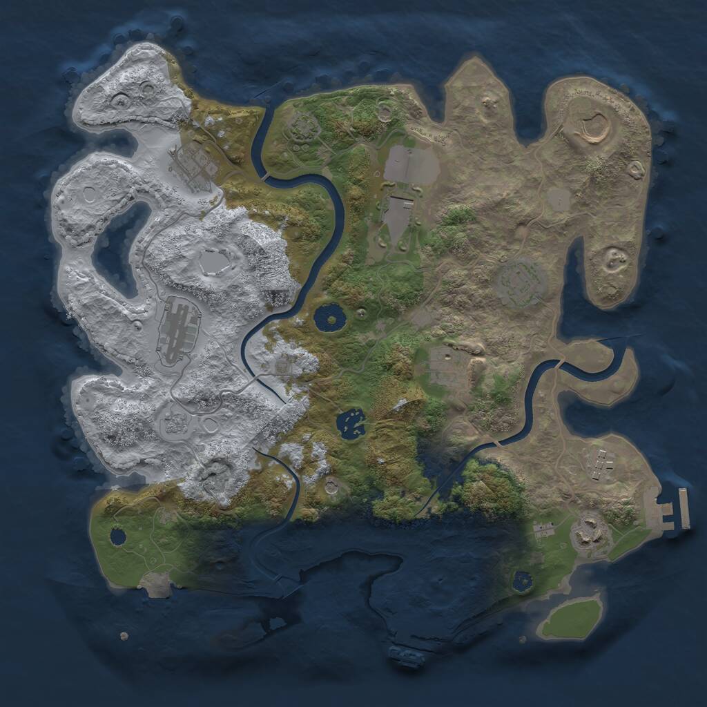 Rust Map: Procedural Map, Size: 3500, Seed: 7458764, 15 Monuments