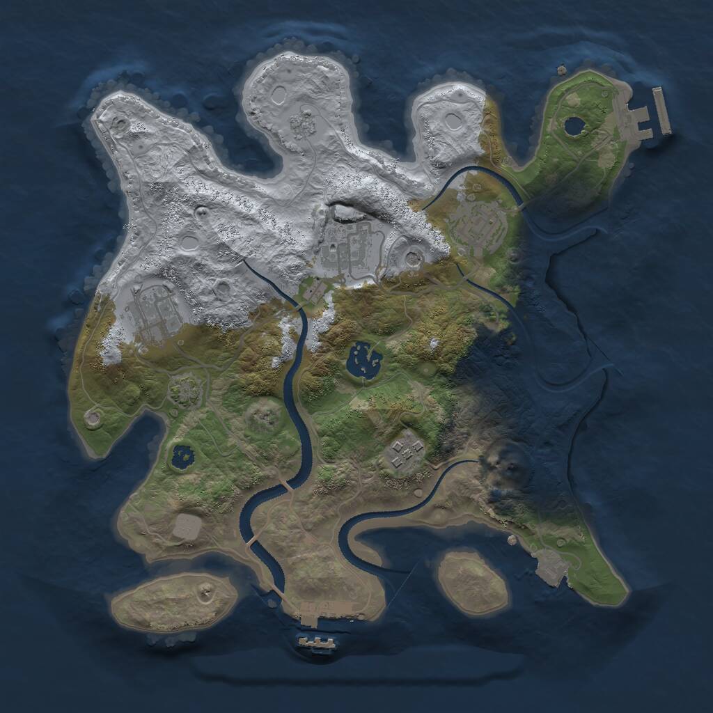 Rust Map: Procedural Map, Size: 3000, Seed: 2048500242, 11 Monuments