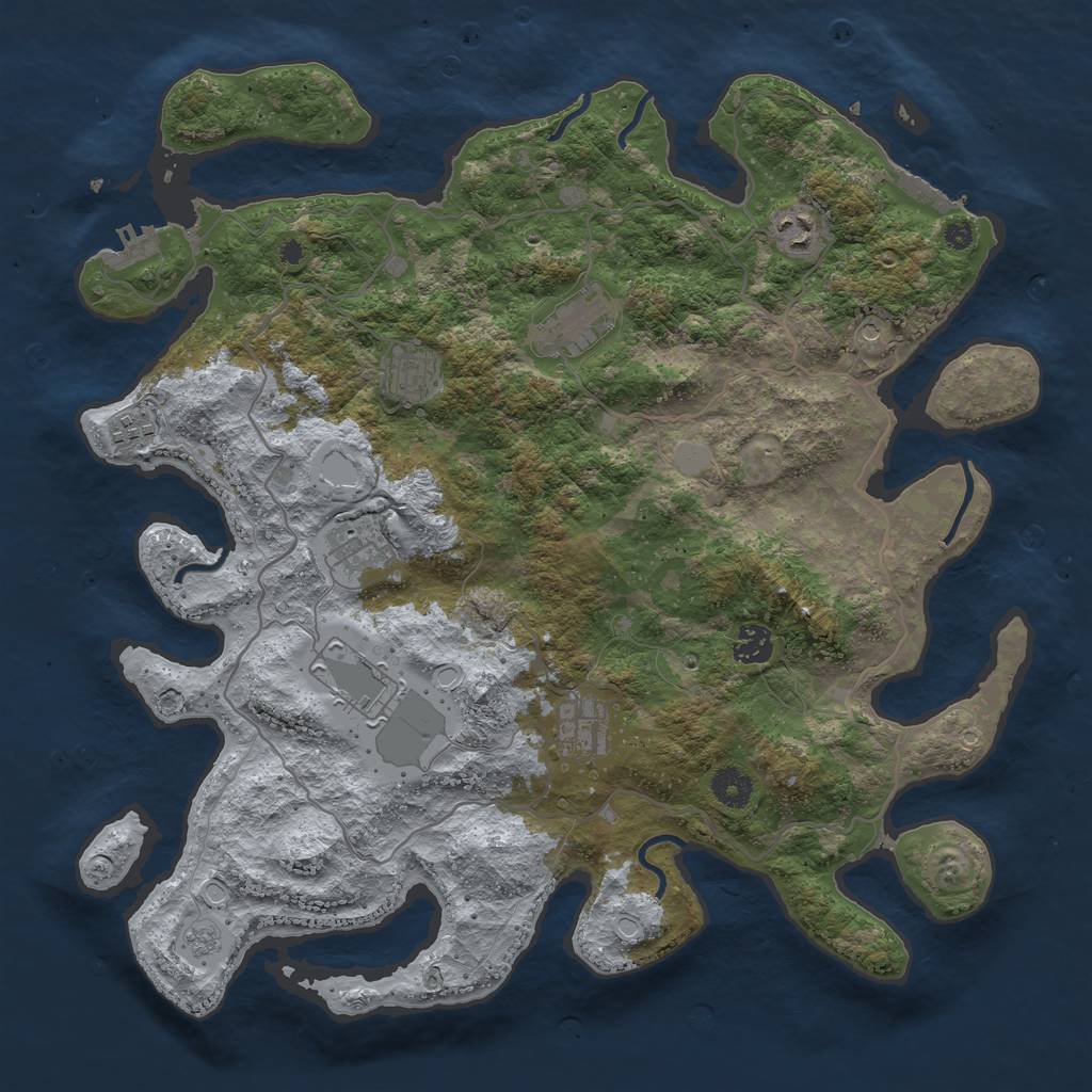 Rust Map: Procedural Map, Size: 4000, Seed: 68025, 17 Monuments
