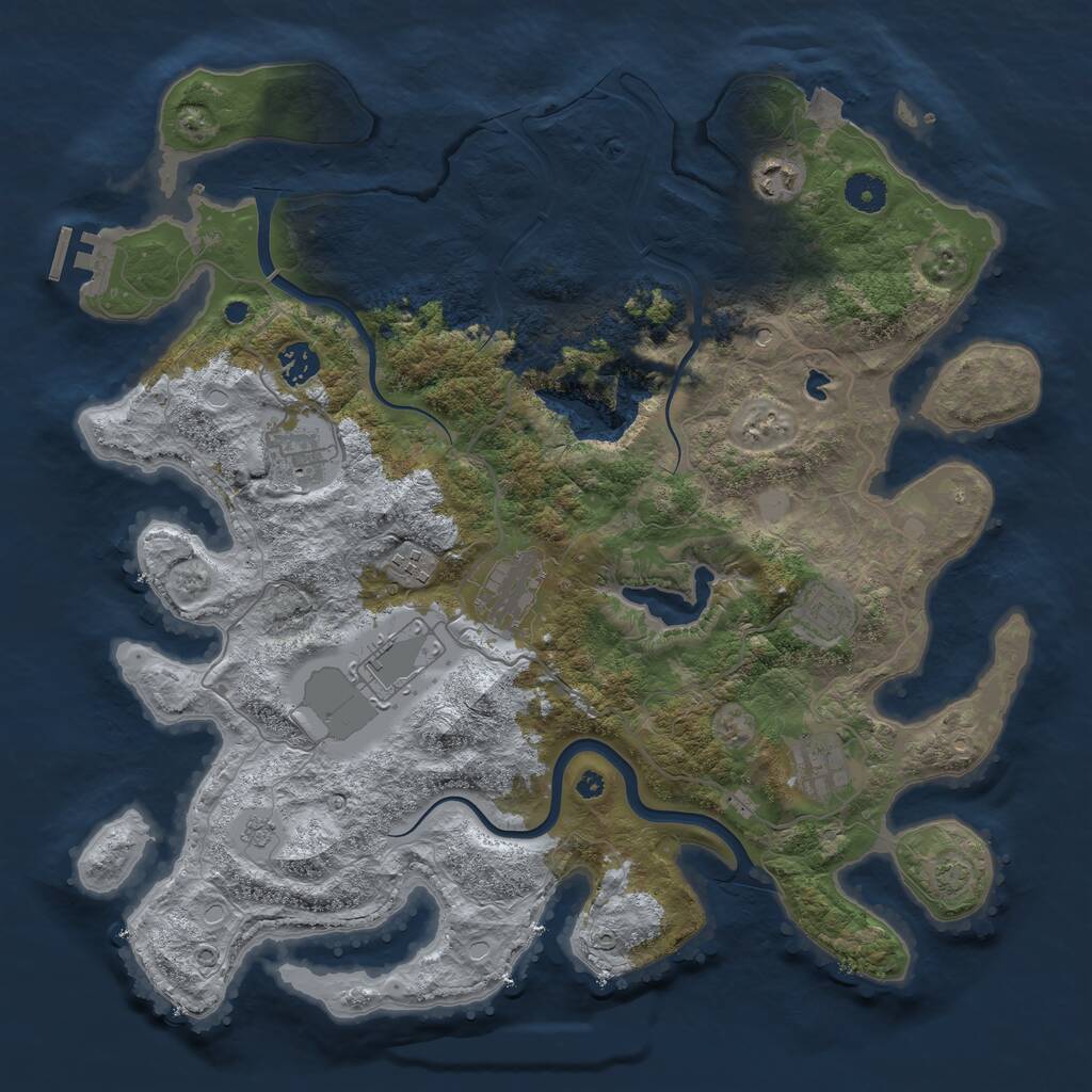 Rust Map: Procedural Map, Size: 4000, Seed: 68025, 13 Monuments