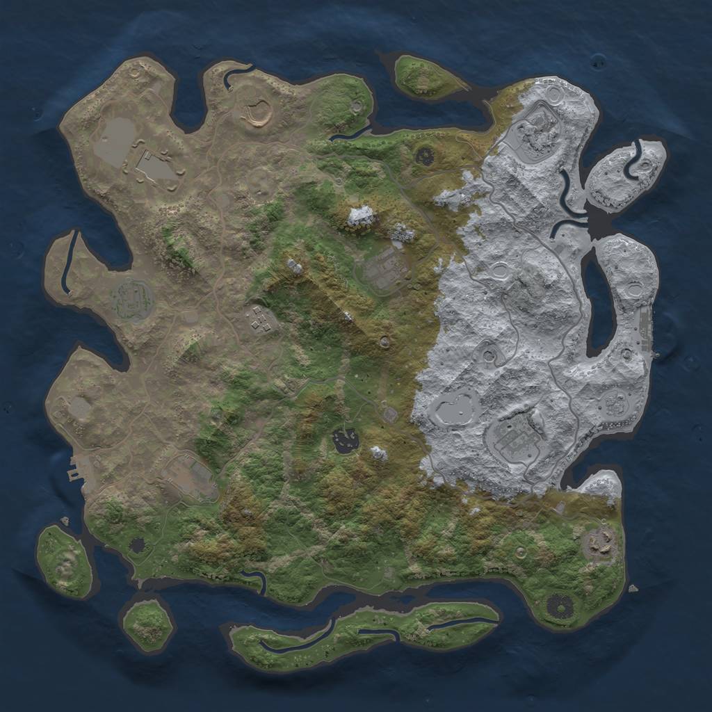Rust Map: Procedural Map, Size: 4003, Seed: 440247639, 19 Monuments