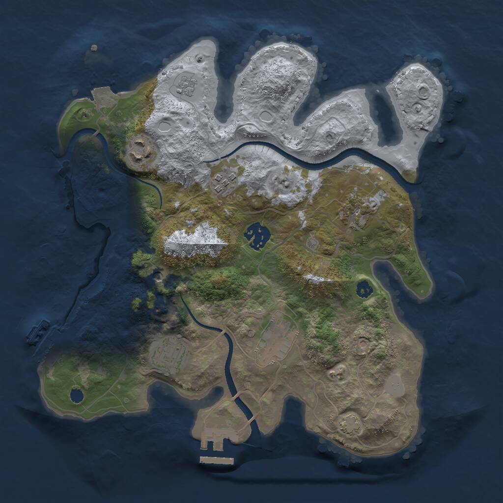 Rust Map: Procedural Map, Size: 3000, Seed: 964407744, 12 Monuments