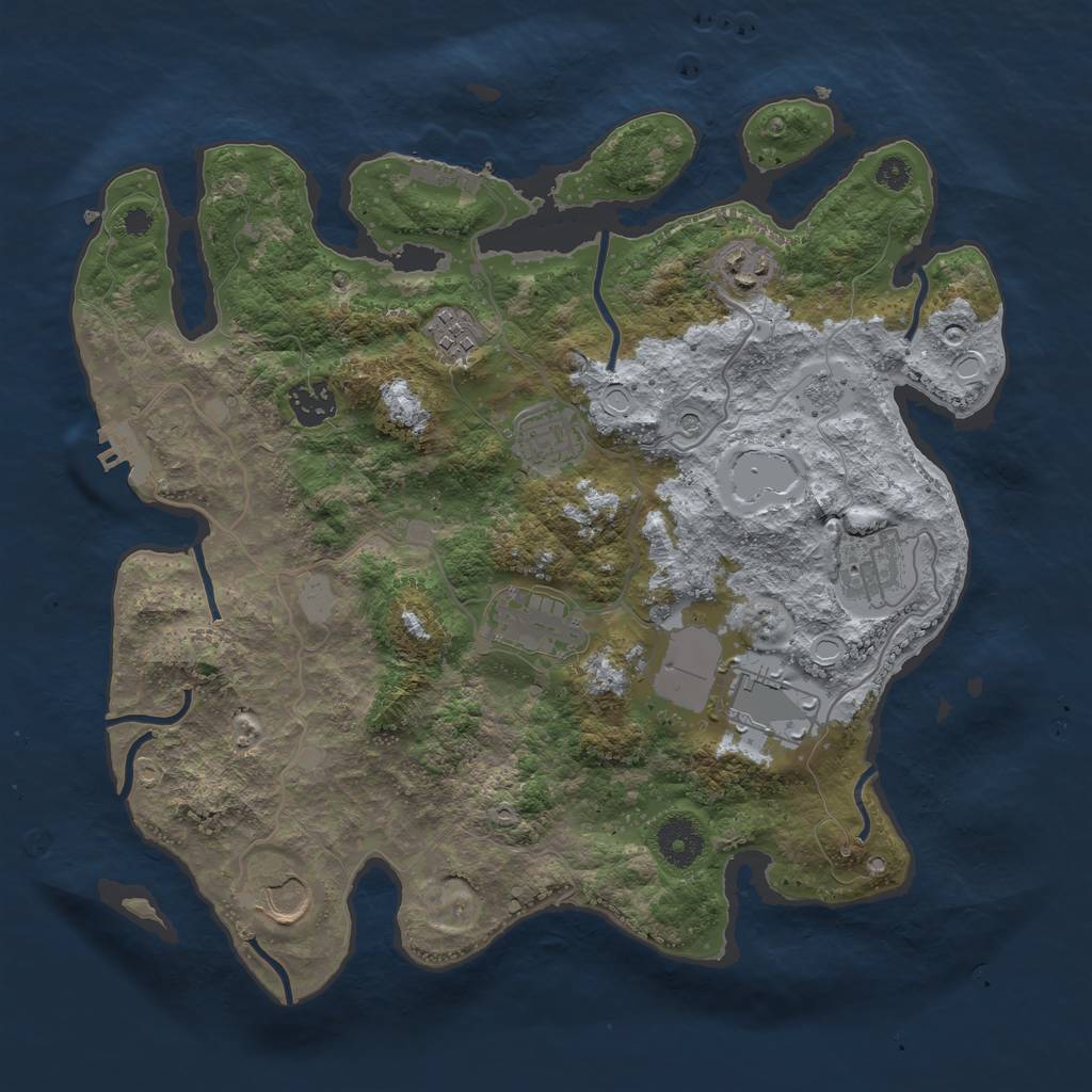 Rust Map: Procedural Map, Size: 3500, Seed: 7458766, 17 Monuments
