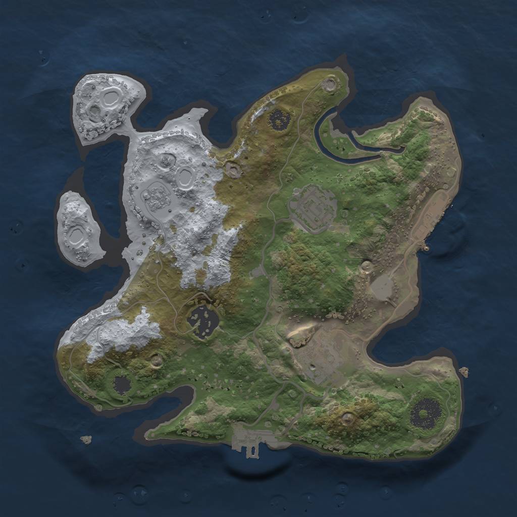 Rust Map: Procedural Map, Size: 2500, Seed: 2325, 11 Monuments