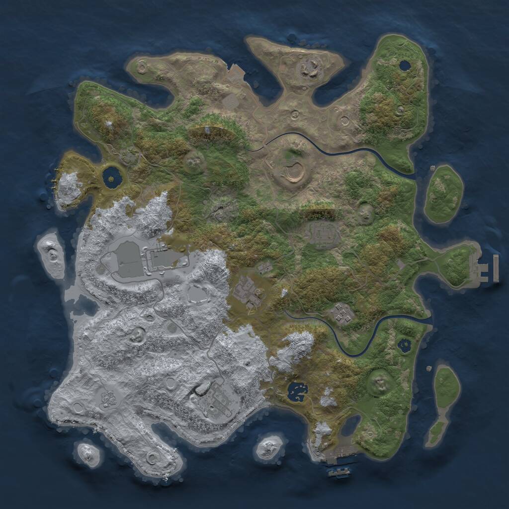 Rust Map: Procedural Map, Size: 3750, Seed: 35632, 14 Monuments