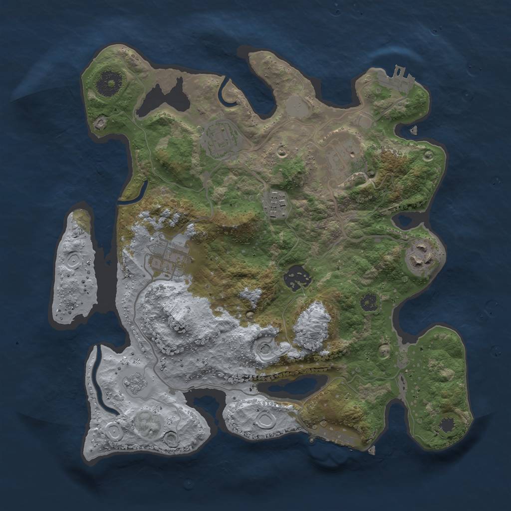 Rust Map: Procedural Map, Size: 3000, Seed: 85496, 15 Monuments