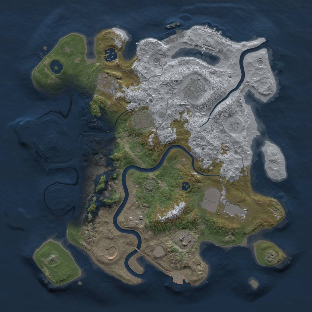 Rust Map: Procedural Map, Size: 3500, Seed: 458498699, 14 Monuments