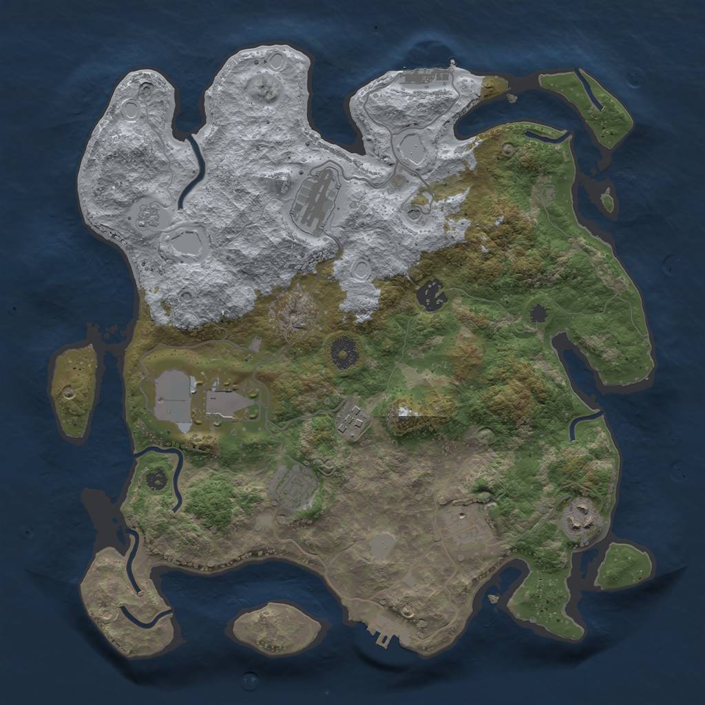 Rust Map: Procedural Map, Size: 3500, Seed: 25566, 14 Monuments