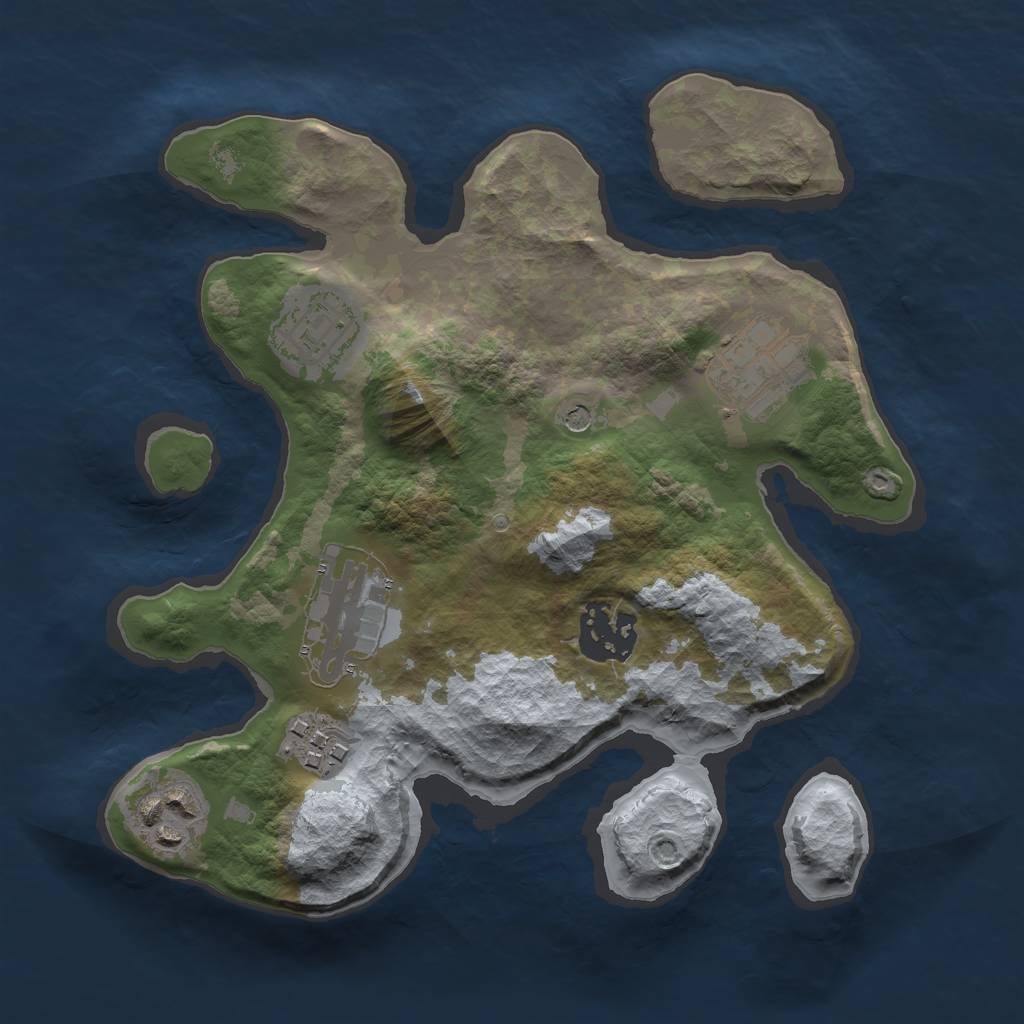 Rust Map: Barren, Size: 2500, Seed: 212407, 9 Monuments