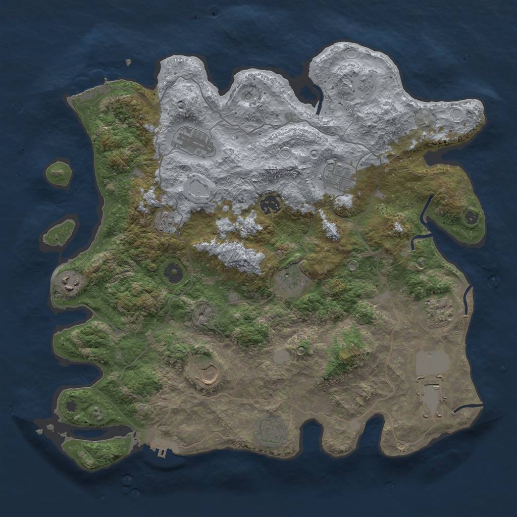 Rust Map: Procedural Map, Size: 4000, Seed: 1105535243, 19 Monuments