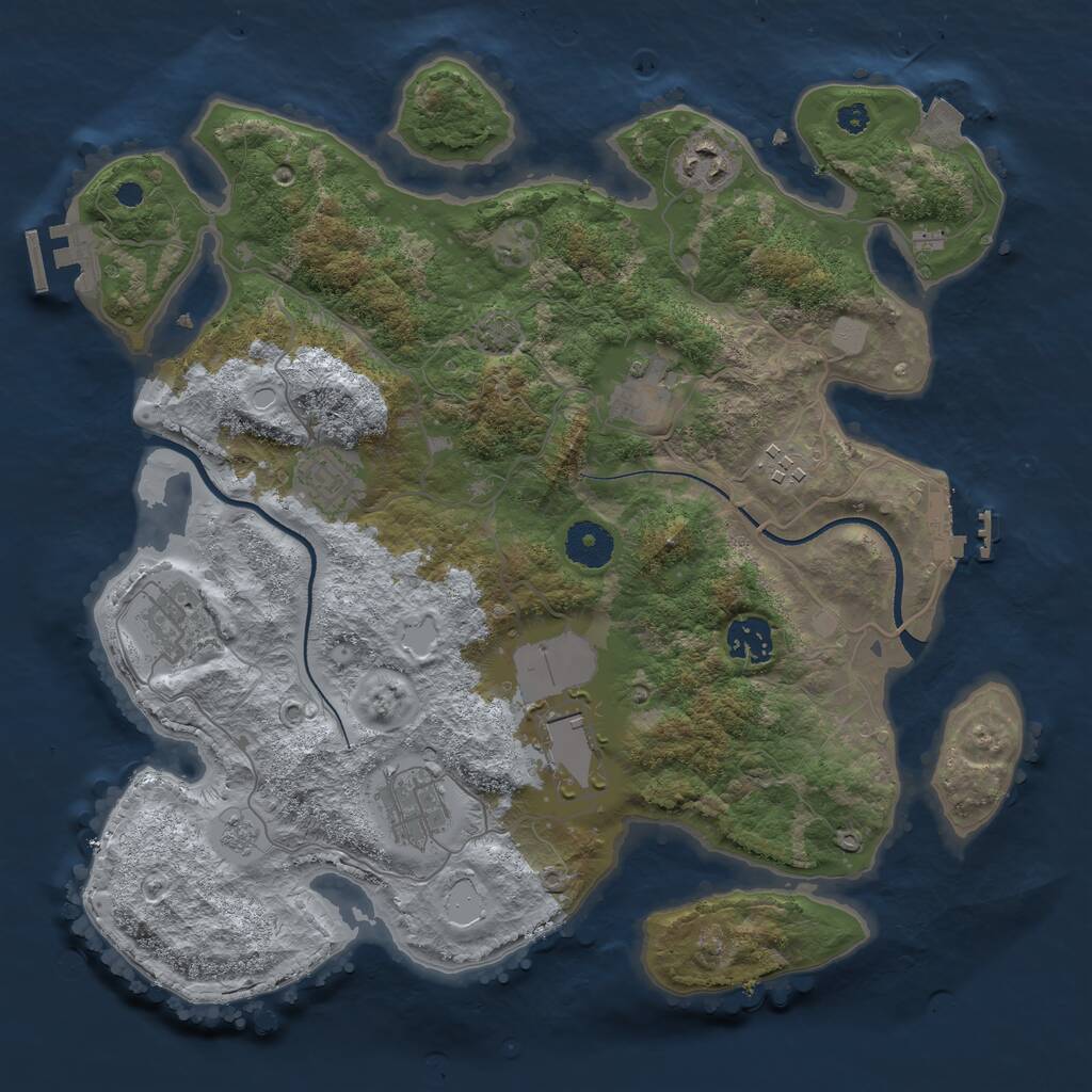 Rust Map: Procedural Map, Size: 3500, Seed: 87822, 13 Monuments