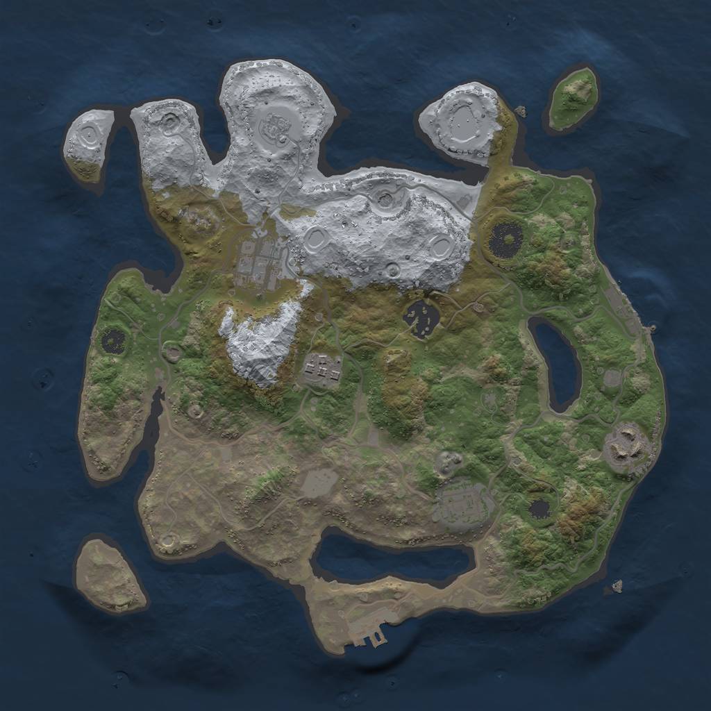 Rust Map: Procedural Map, Size: 3000, Seed: 23198, 14 Monuments