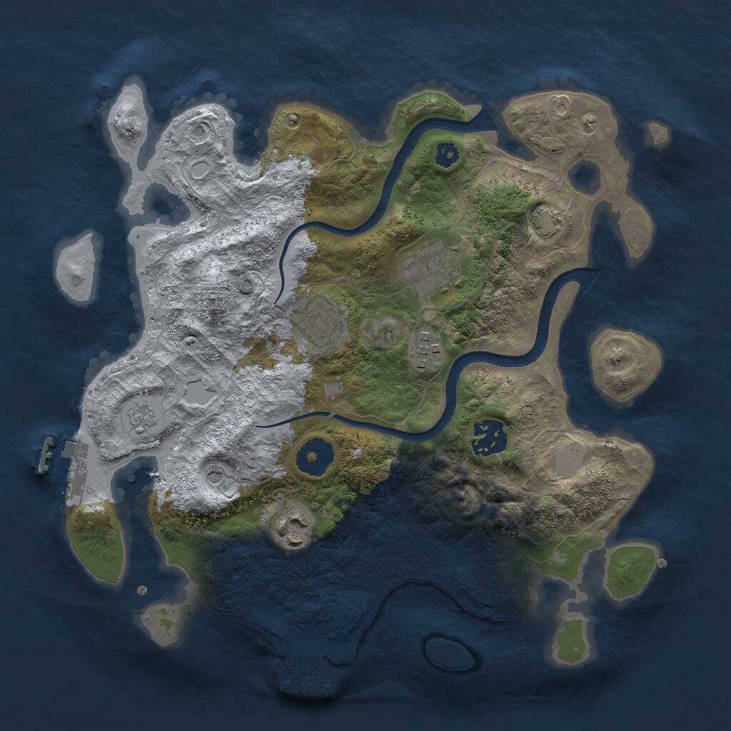 Rust Map: Procedural Map, Size: 3000, Seed: 1909505203, 11 Monuments