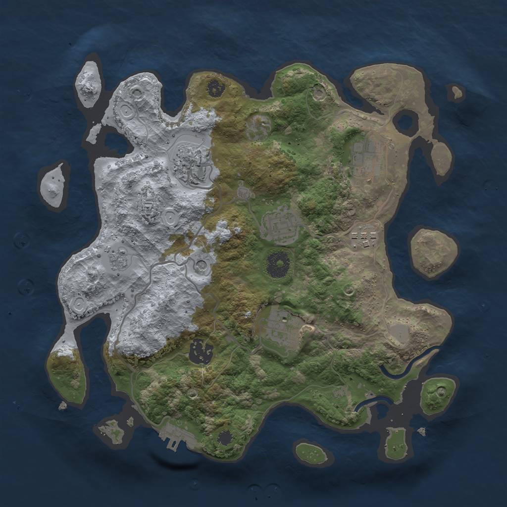 Rust Map: Procedural Map, Size: 3000, Seed: 1909505203, 14 Monuments