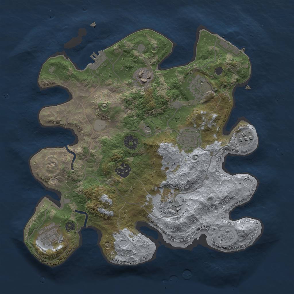 Rust Map: Procedural Map, Size: 3000, Seed: 1017, 16 Monuments