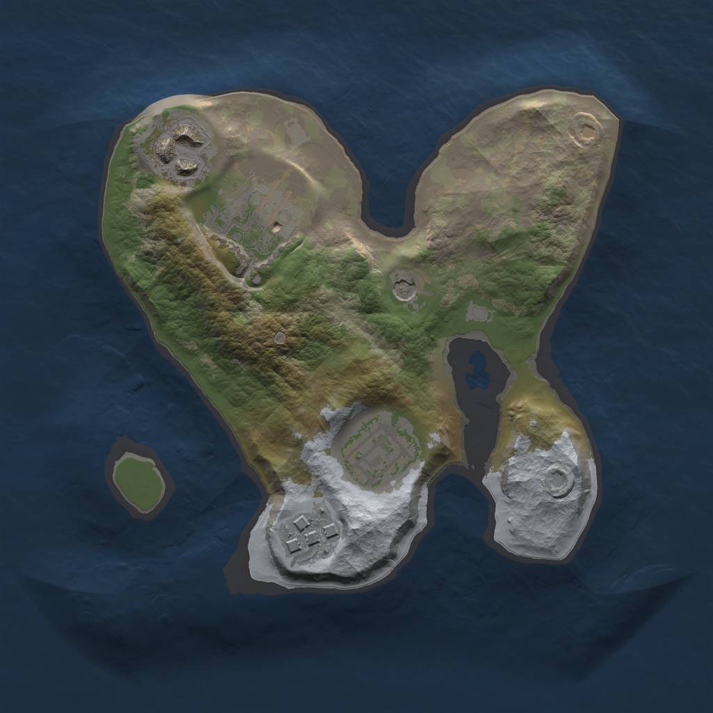 Rust Map: Barren, Size: 2000, Seed: 50000, 7 Monuments