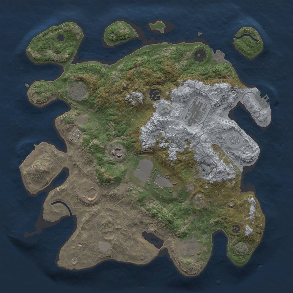 Rust Map: Procedural Map, Size: 3500, Seed: 2133896420, 16 Monuments