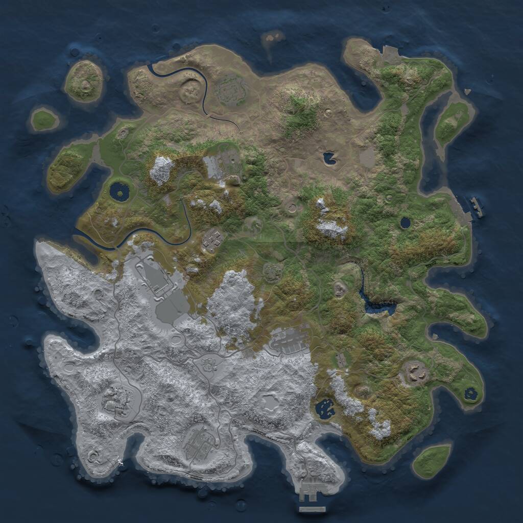 Rust Map: Procedural Map, Size: 4000, Seed: 432132, 15 Monuments