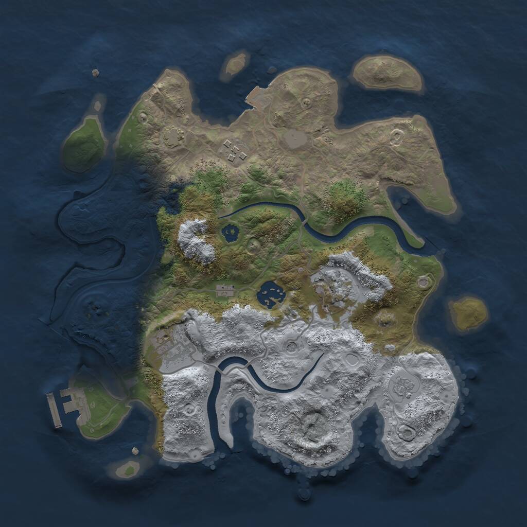 Rust Map: Procedural Map, Size: 3000, Seed: 69384200, 9 Monuments