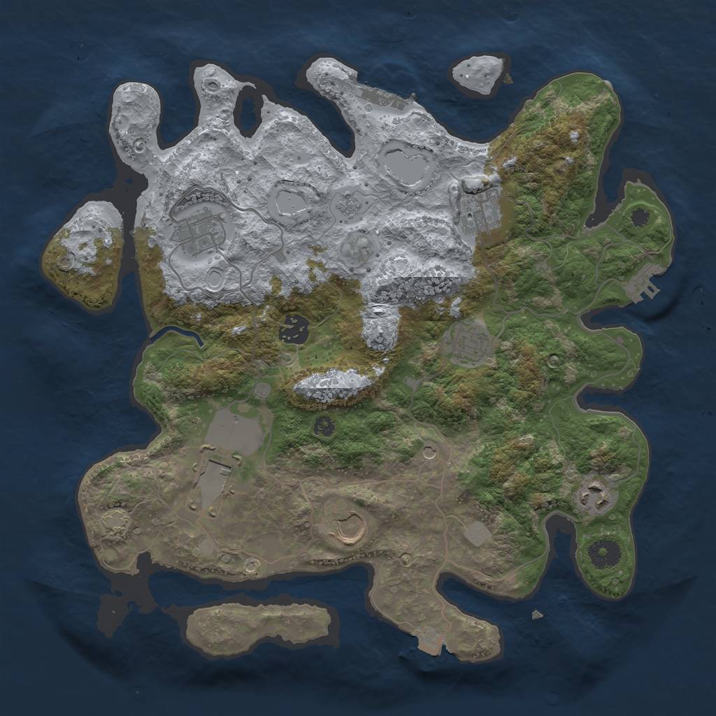 Rust Map: Procedural Map, Size: 3500, Seed: 1410951446, 15 Monuments